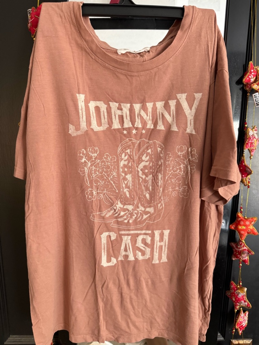 Free People Dusty Rose Johnny Cash Graphic Short Sleeve Tee